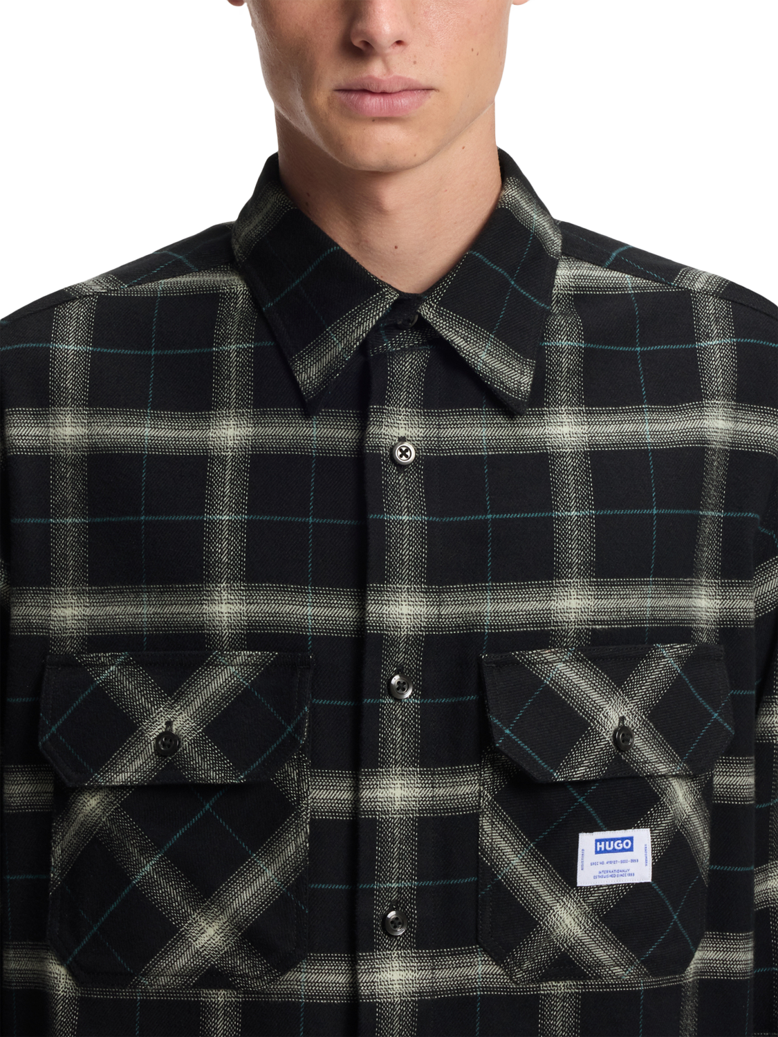 Product image 5 of 5, which shows BOSS Cotton Check Shirt, Black, M