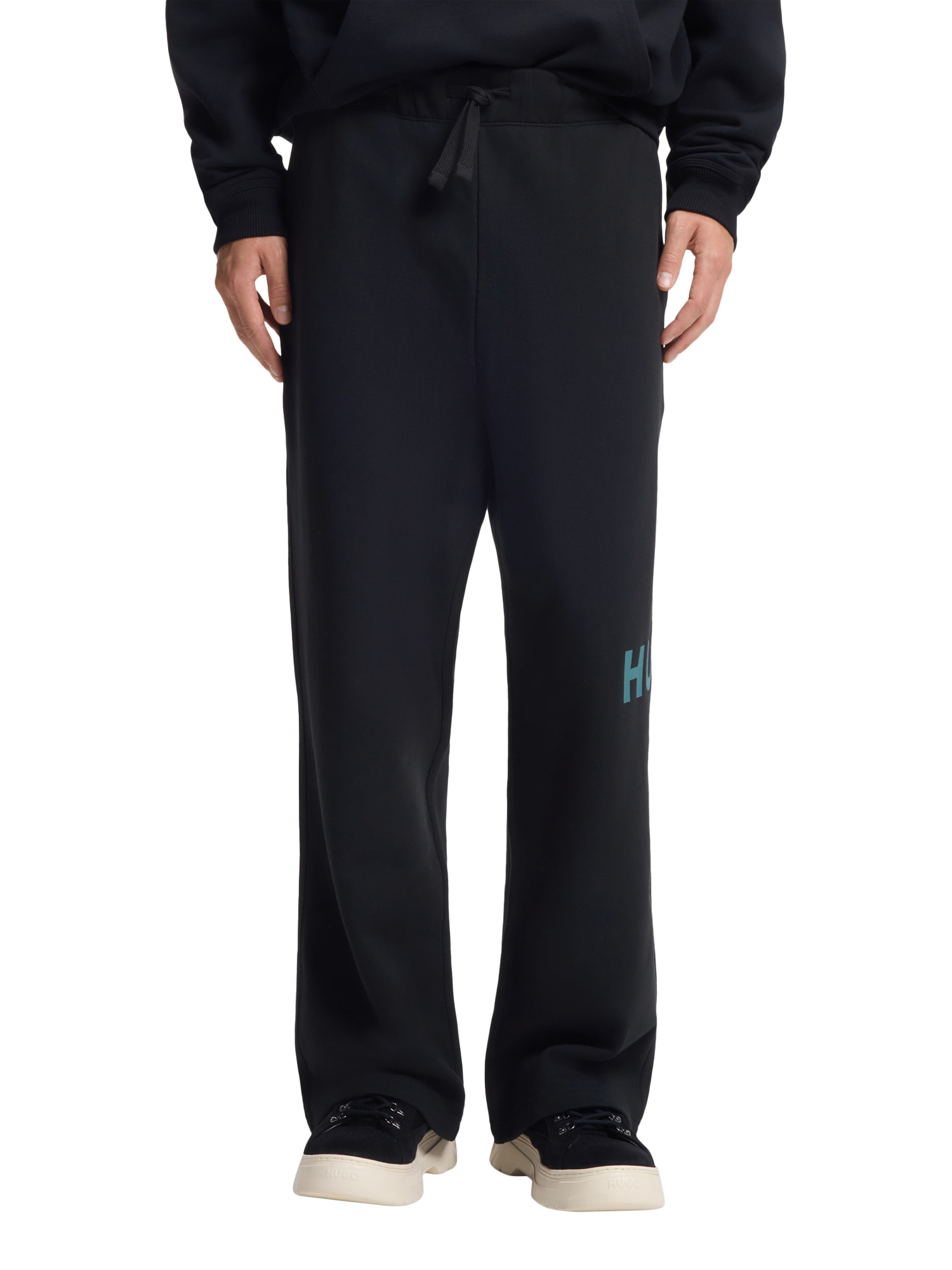 Product image 1 of 6, which shows BOSS Topstitch Side Seam Joggers, Black, M