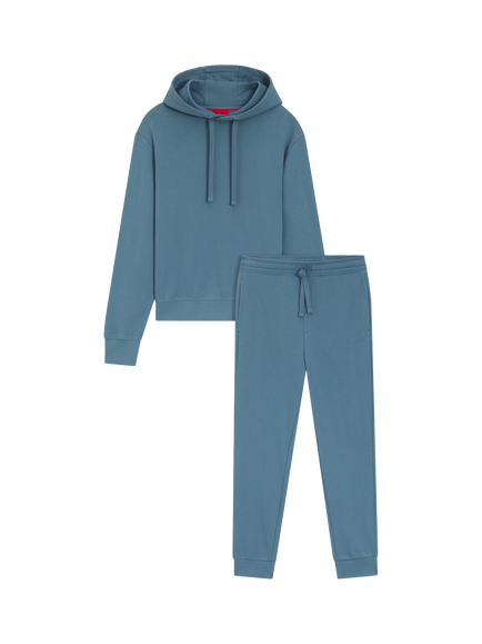 BOSS Cotton Hoodie and Joggers Set, Open Blue - view 2, Open Blue