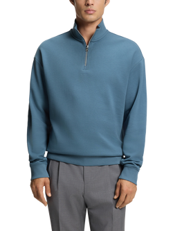 HUGO BOSS HUGO Cotton Half Zip Sweatshirt, Open Blue, Open Blue
