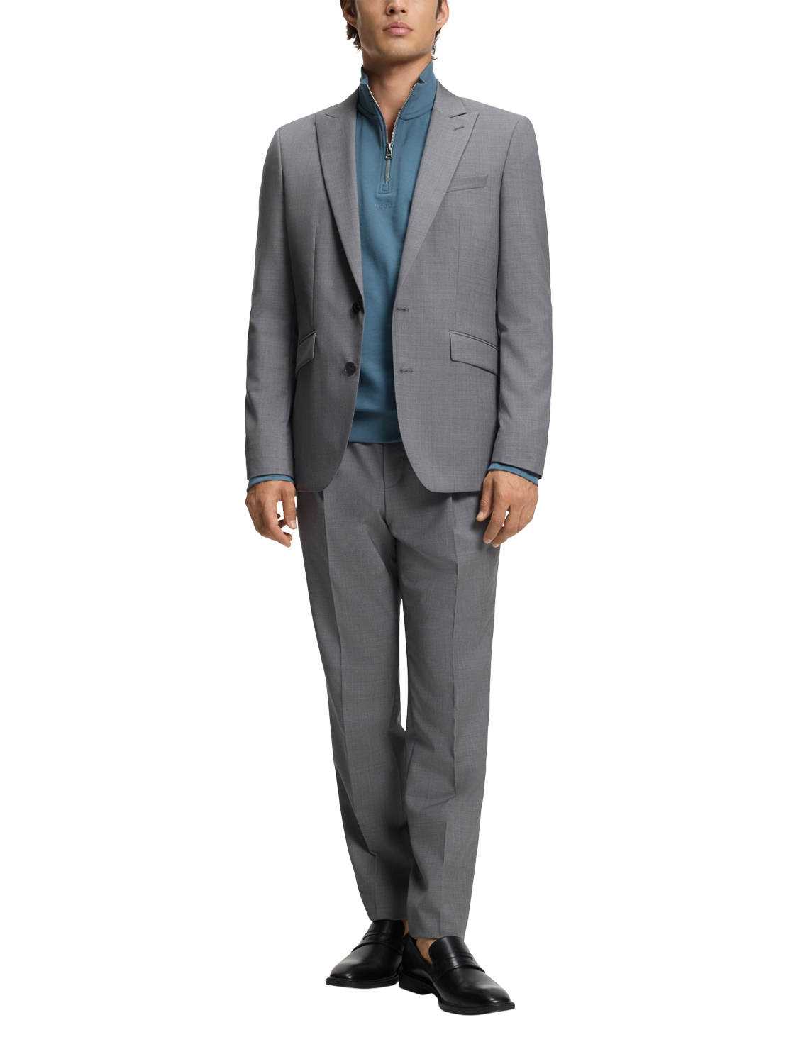 Product image 3 of 5, which shows HUGO BOSS HUGO Cotton Half Zip Sweatshirt, Open Blue, L