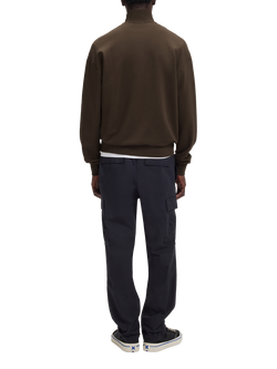 HUGO BOSS HUGO Neeler Half Zip Cotton Sweatshirt, Dark Brown - view 2, Dark Brown