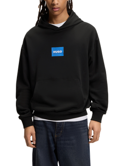 BOSS Cotton Placed Logo Hoodie, Black, Black