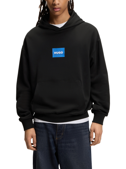 BOSS Cotton Placed Logo Hoodie, Black, Black