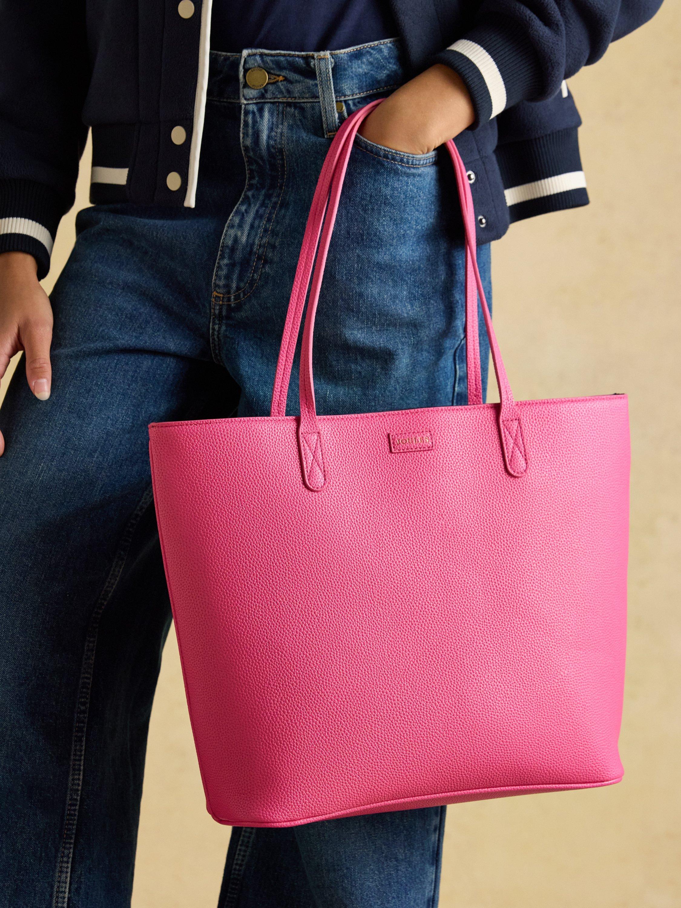 Product image 6 of 6, which shows Joules Jemima Faux Leather Tote Bag, Pink