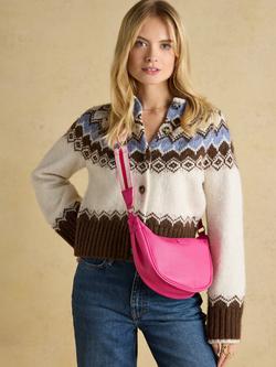 Joules Faux Leather Half Moon Crossbody Bag, Pink, Pink