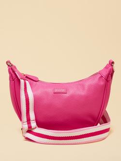 Joules Faux Leather Half Moon Crossbody Bag, Pink - view 2, Pink