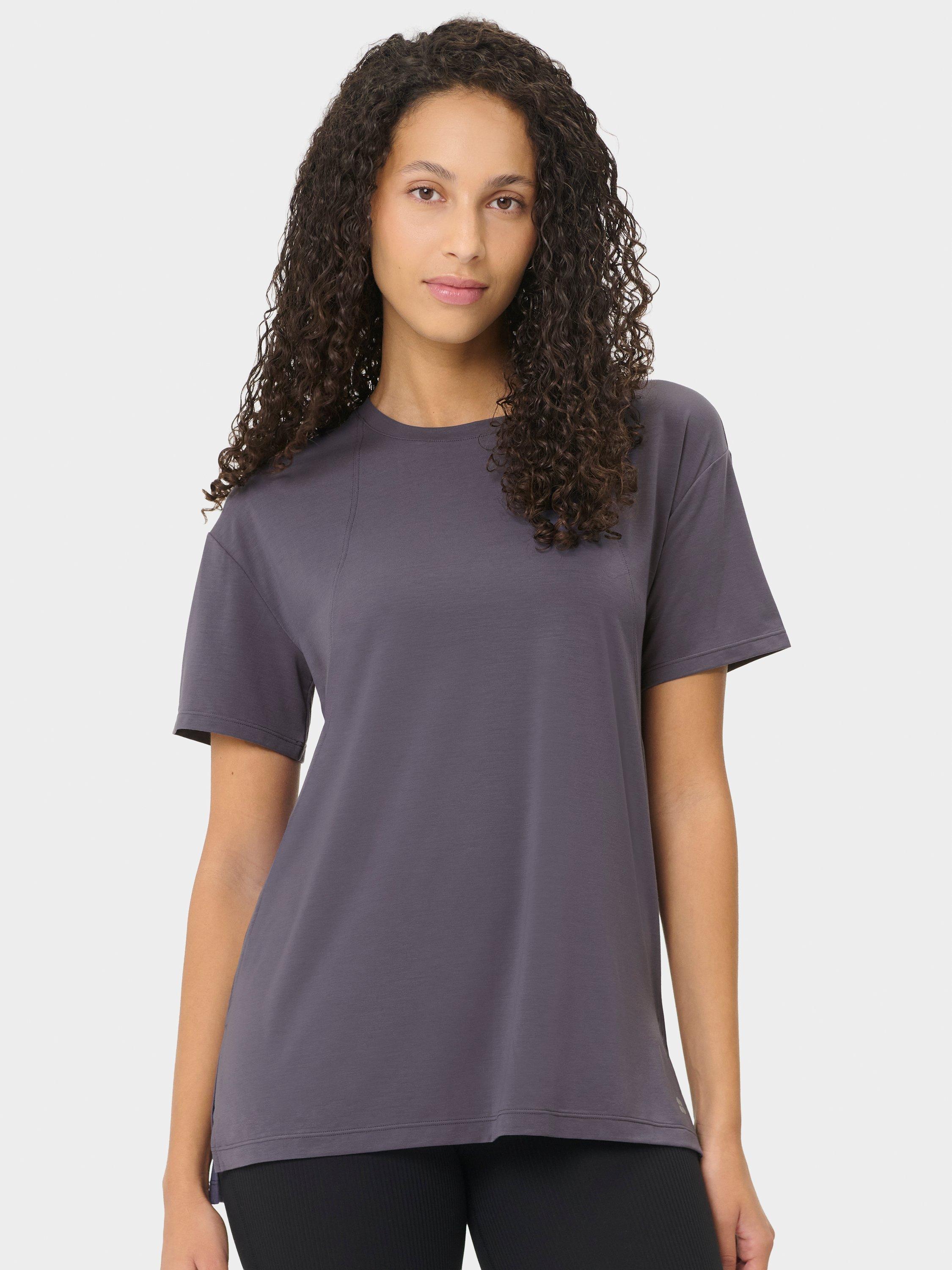 Product image 1 of 7, which shows Sweaty Betty Soft Flow Studio Longline T-Shirt, Nebula Blue, S