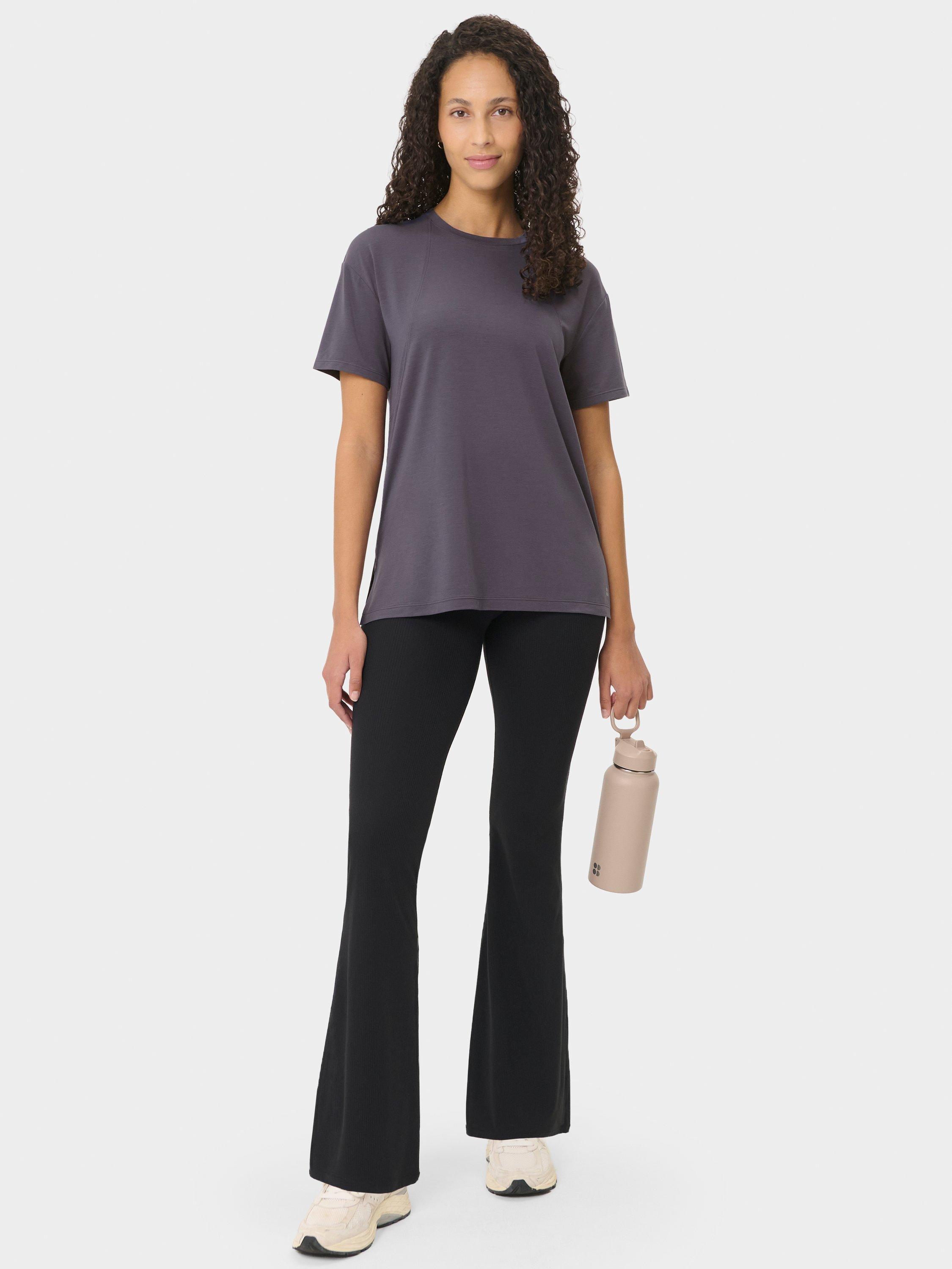 Product image 7 of 7, which shows Sweaty Betty Soft Flow Studio Longline T-Shirt, Nebula Blue, S