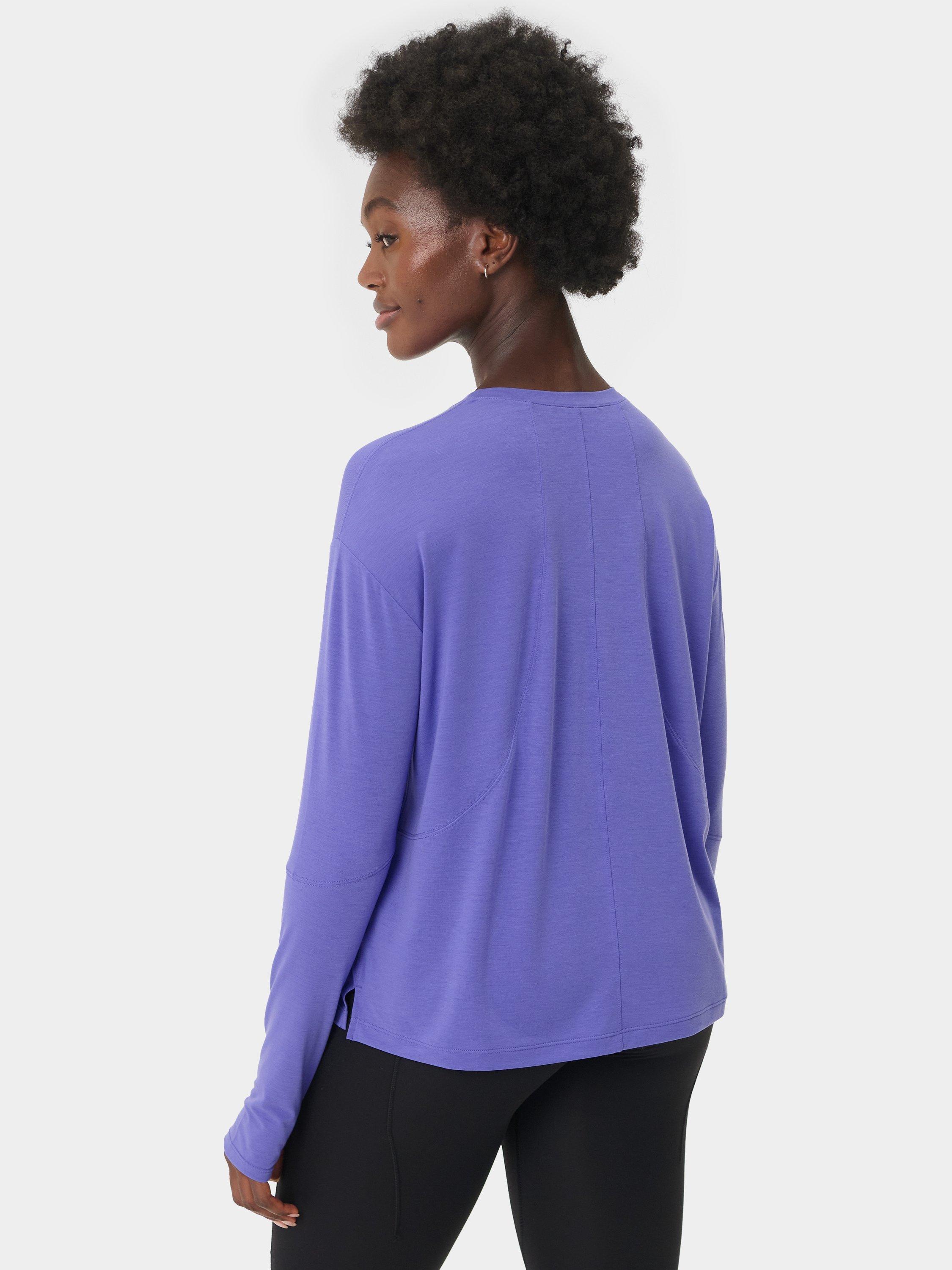 Product image 5 of 6, which shows Sweaty Betty Soft Flow Studio Long Sleeve Top, Aura Blue, XS