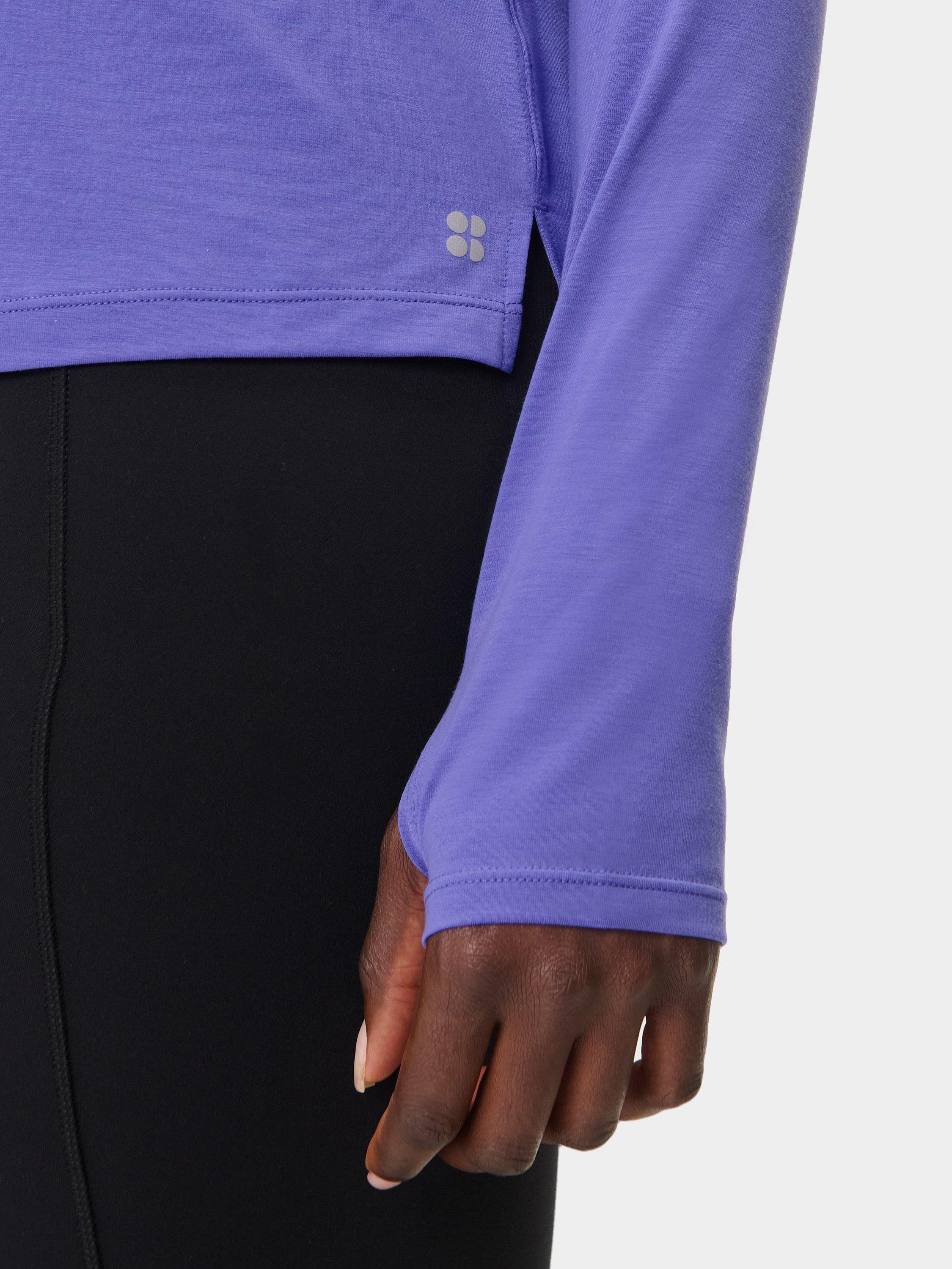 Product image 6 of 6, which shows Sweaty Betty Soft Flow Studio Long Sleeve Top, Aura Blue, XS
