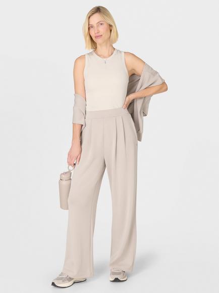 Sweaty Betty Sand Wash Wide Leg Trousers - view 2, Dusk Beige