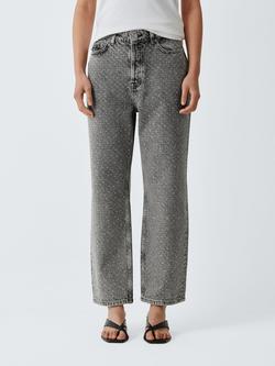 AND/OR Embellished Straight Leg Jeans, Silver, Silver