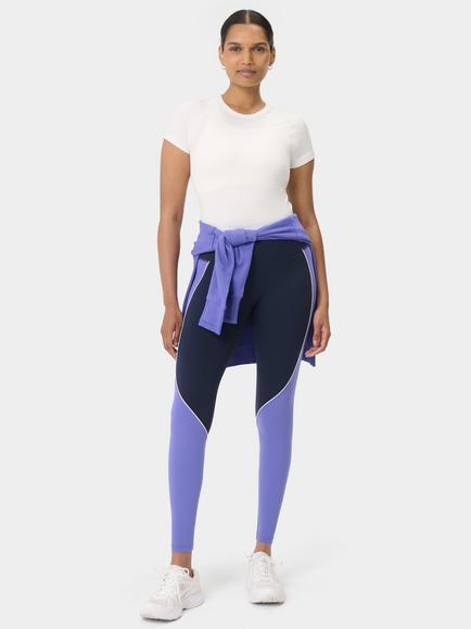 Sweaty Betty Power 7/8 Colourblock Workout Leggings, Navy/Aura Blue - view 2, Navy/Aura Blue