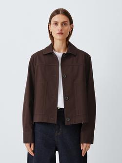 John Lewis Cotton Twill Utility Jacket, Chocolate
