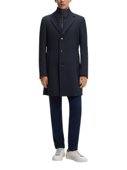 HUGO BOSS BOSS Cotton Blend Slim Coat, Dark Blue