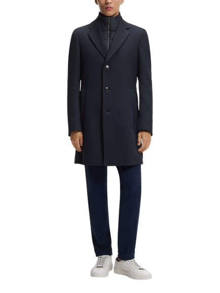 HUGO BOSS BOSS Cotton Blend Slim Coat, Dark Blue