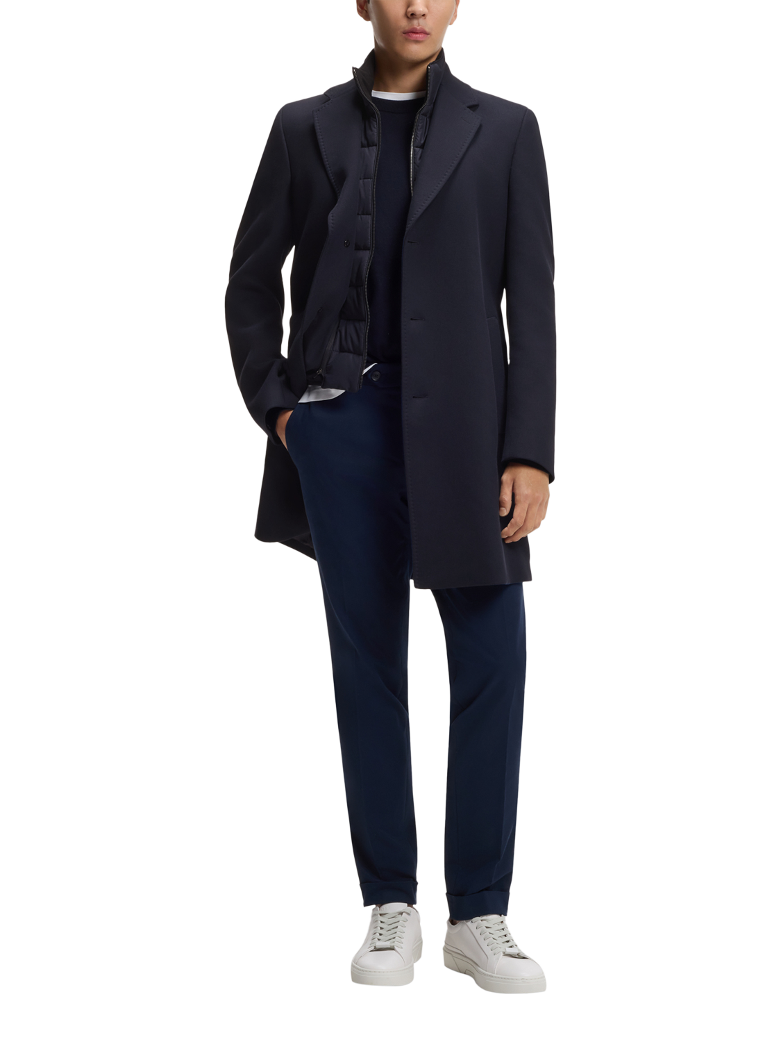 Product image 3 of 6, which shows HUGO BOSS BOSS Cotton Blend Slim Coat, Dark Blue, 38R