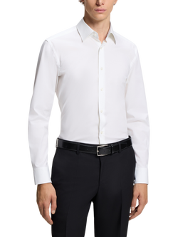 BOSS Black Heritage Cotton Blend Slim Fit Shirt, White, White