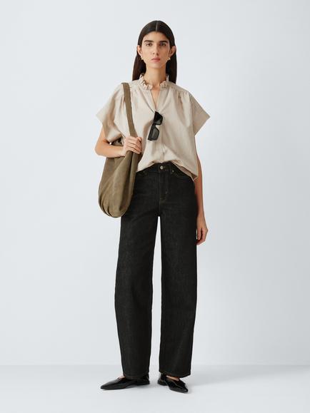 John Lewis High Waist Wide Leg Jeans, Washed Black