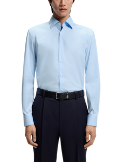 BOSS Black Heritage Cotton Blend Slim Fit Shirt, Pastel Blue, Pastel Blue