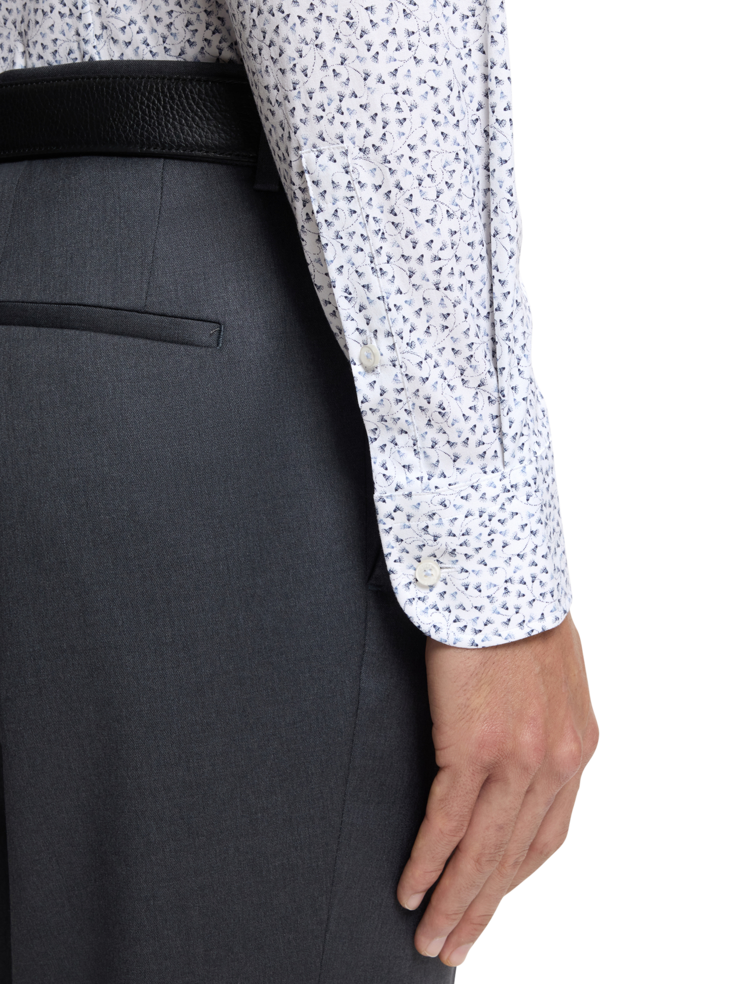 Product image 4 of 5, which shows BOSS Cotton Blend Slim Fit Geometric Shirt, Medium Blue, 14.5