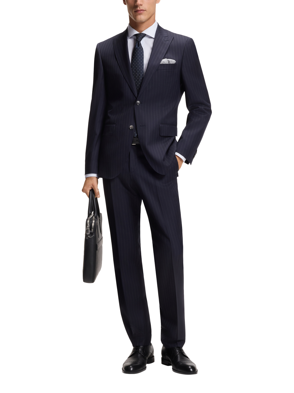 Product image 3 of 6, which shows HUGO BOSS BOSS Cotton Blend Stripe Shirt, Light/Pastel Blue, 14.5