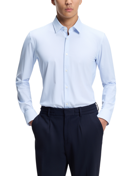 HUGO BOSS BOSS Hank Check Shirt, Light/Pastel Blue, Light/Pastel Blue