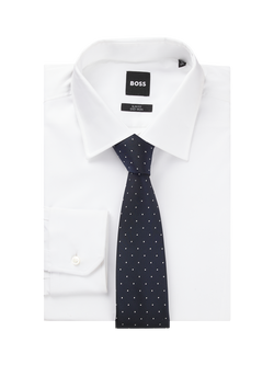 BOSS Polka Dot Silk Blend Tie - view 2, Dark Blue