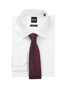 BOSS Polka Dot Silk Blend Tie - view 2, Bright Red