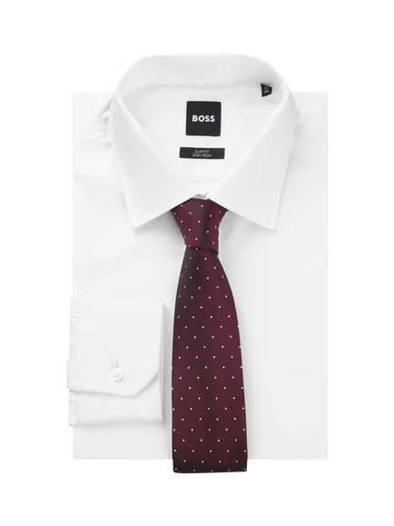 BOSS Polka Dot Silk Blend Tie - view 2, Bright Red