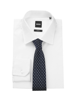 BOSS Silk Blend Jacquard Tie, Dark Blue - view 2, Dark Blue