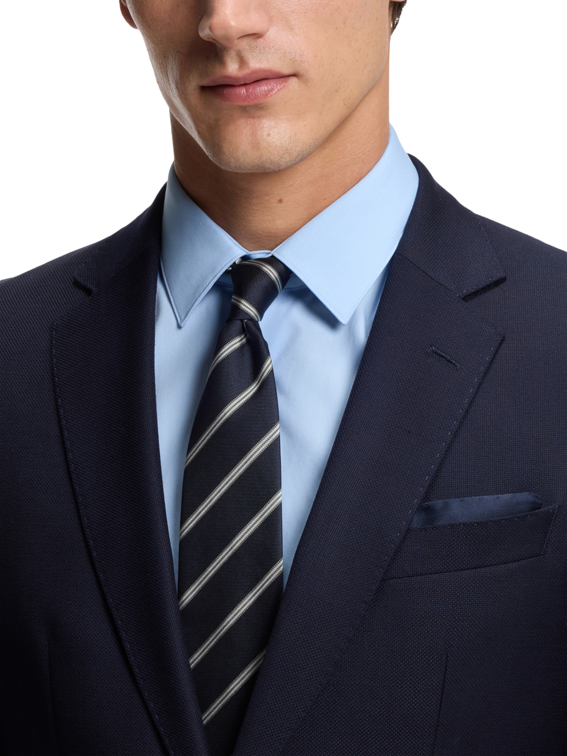 Product image 4 of 4, which shows BOSS Diagonal Stripe Silk Blend Tie, Multi