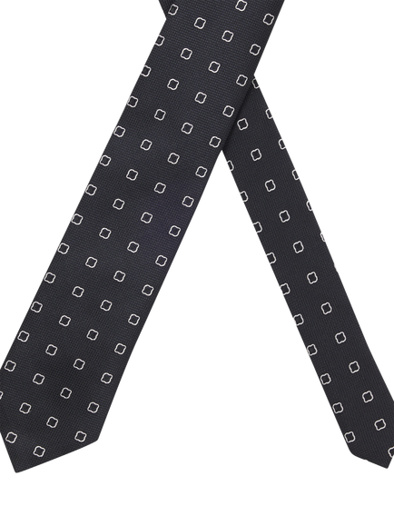 BOSS Geometric Square Silk Blend Tie, Dark Blue - view 2, Dark Blue