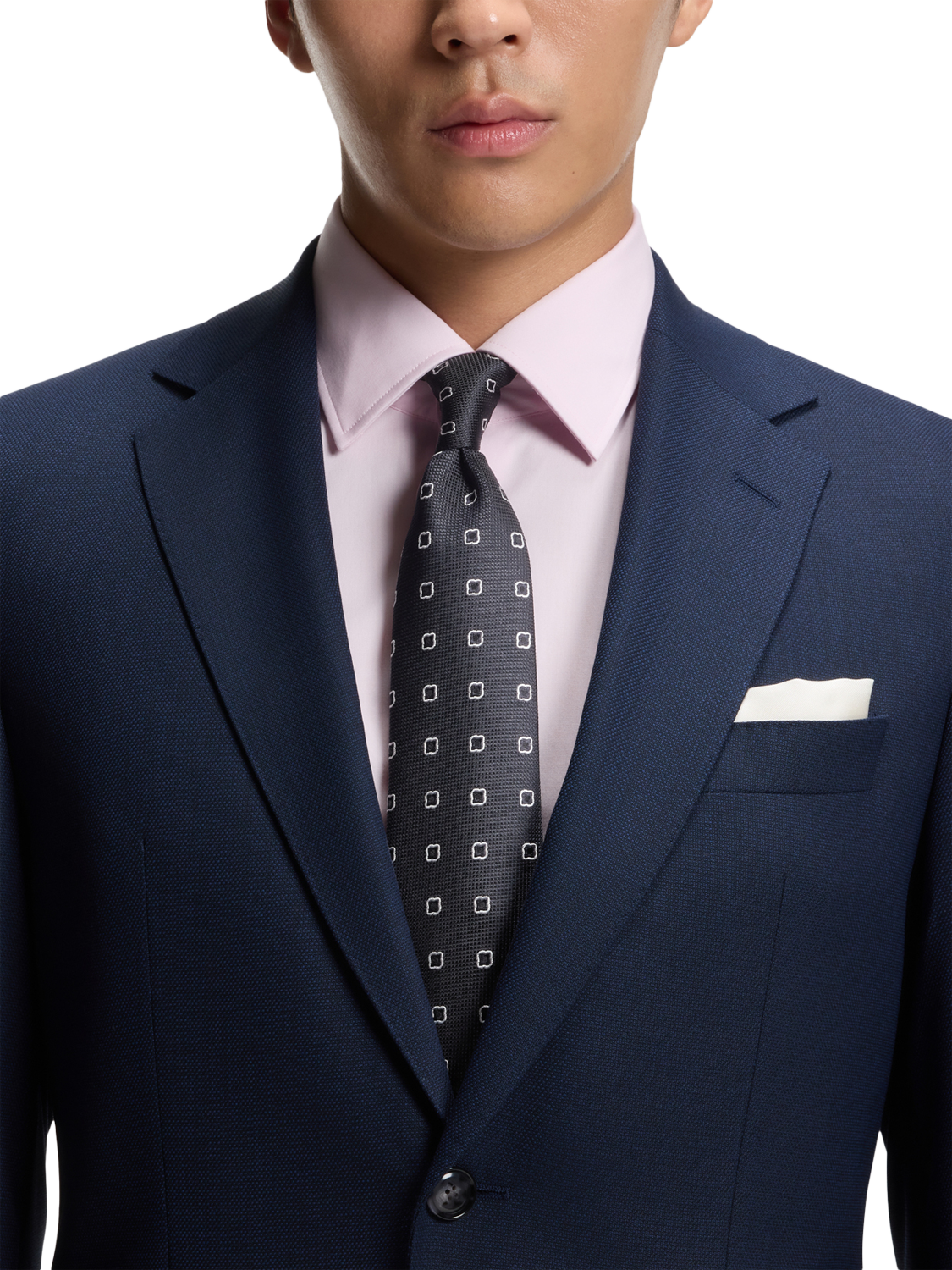 Product image 4 of 4, which shows BOSS Geometric Square Silk Blend Tie, Dark Blue