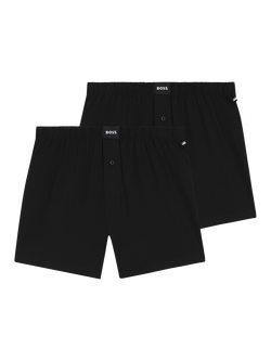 BOSS Stretch Cotton Jersey Boxers, Pack of 2, Black, Black