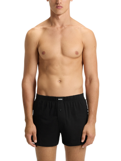 BOSS Stretch Cotton Jersey Boxers, Pack of 2, Black - view 2, Black