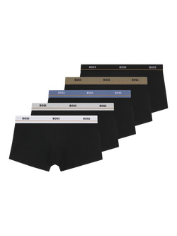 BOSS Stretch Cotton Logo Waistband Trunks, Pack of 5, Open Miscellaneous, Open Miscellaneous