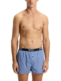 BOSS Cotton Logo Waistband Boxer Shorts, Pack of 2, Blue - view 2, Blue