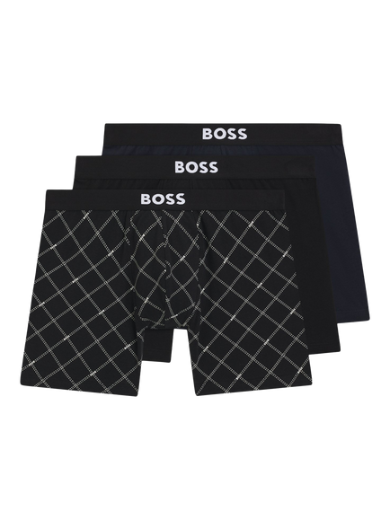 BOSS Logo Band Trunks, Pack of 3, Black, Black