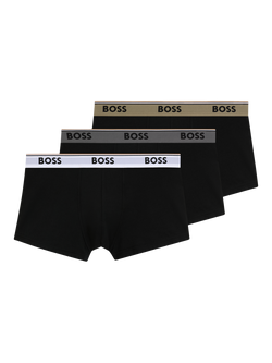 BOSS Stretch Cotton Logo Waistband Trunks, Pack of 3, Black, Black