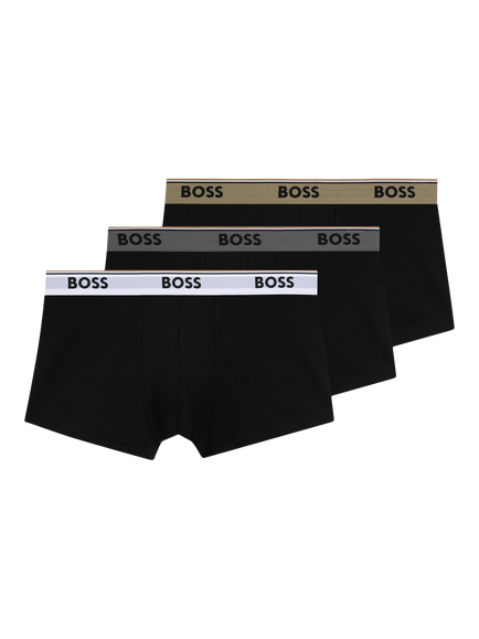 BOSS Stretch Cotton Logo Waistband Trunks, Pack of 3, Black, Black