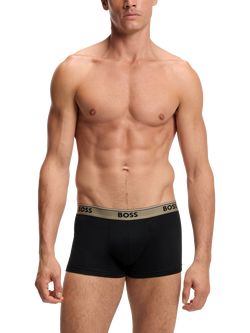 BOSS Stretch Cotton Logo Waistband Trunks, Pack of 3, Black - view 2, Black