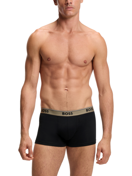 BOSS Stretch Cotton Logo Waistband Trunks, Pack of 3, Black - view 2, Black