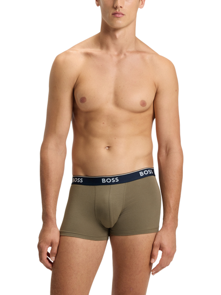 BOSS Stretch Cotton Logo Waistband Trunks, Pack of 3, Bright Blue/Multi - view 2, Bright Blue/Multi