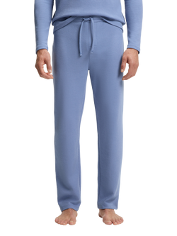 BOSS Cotton Blend Embroidered Logo Pyjama Joggers, Pastel Blue, Pastel Blue