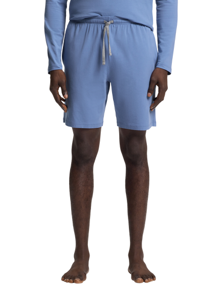 BOSS Stretch Cotton Embroidered Logo Lounge Shorts, Light Blue, Light Blue
