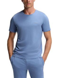 BOSS Stretch Cotton Embroidered Logo T-Shirt, Light Blue, Light Blue