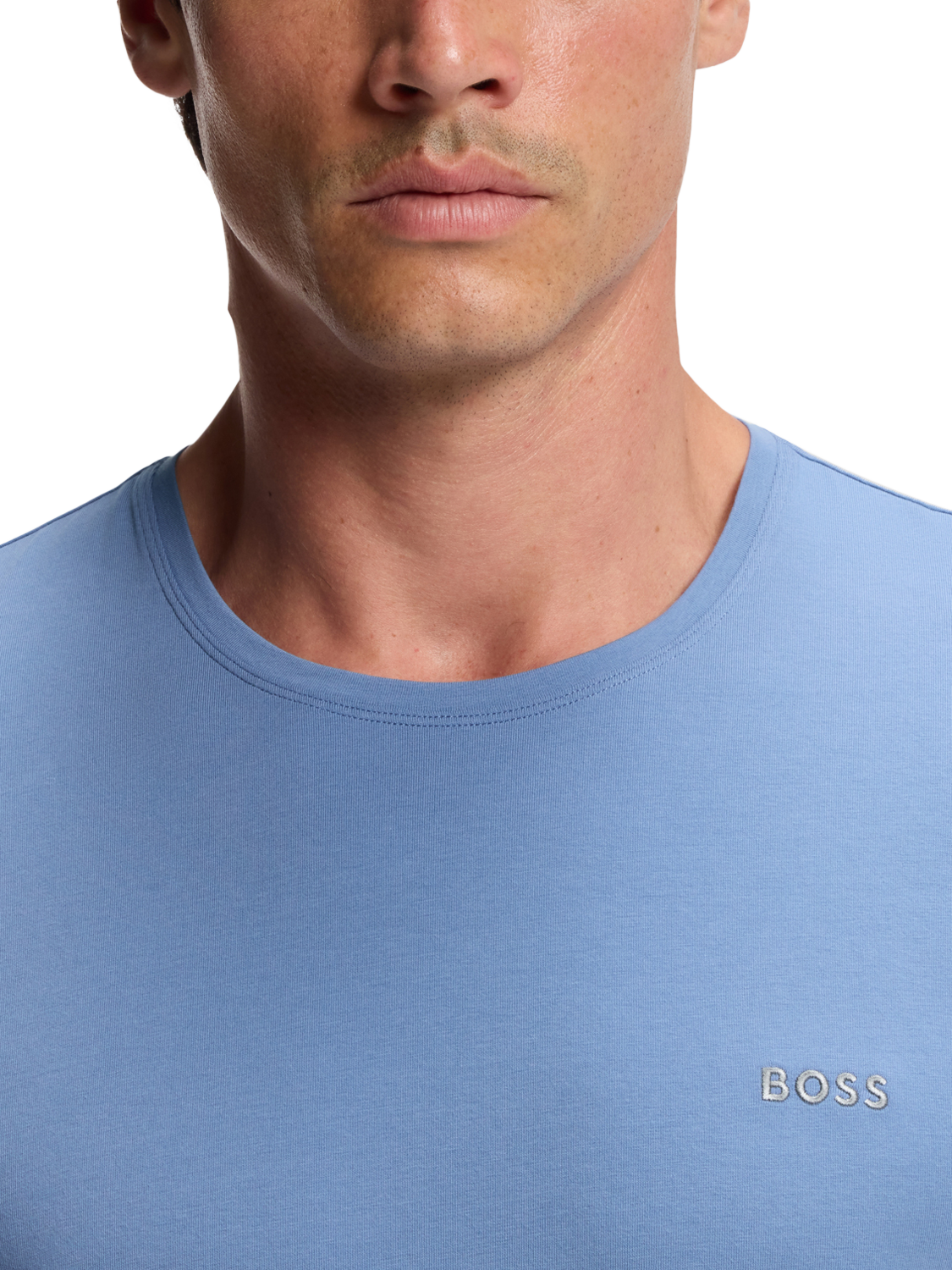 Product image 5 of 5, which shows BOSS Stretch Cotton Embroidered Logo T-Shirt, Light Blue, M