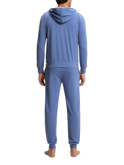 BOSS Stretch Cotton Embroidered Logo Zip Hoodie, Light/Pastel Blue - view 2, Light/Pastel Blue